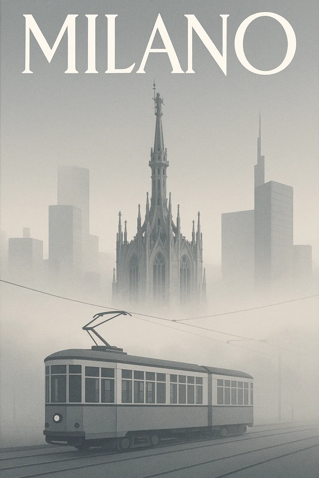 Minimalist illustrated poster of Milan