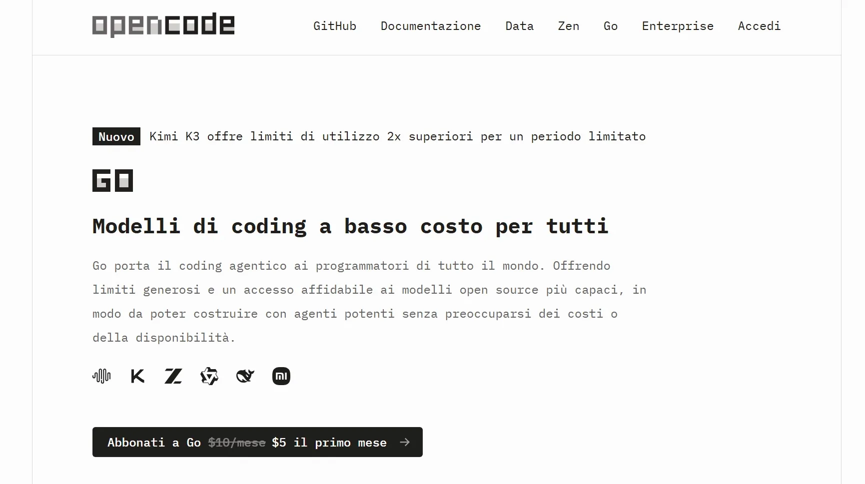 OpenCode Go: abbonarsi, configurare e usare i modelli open per coding agent
