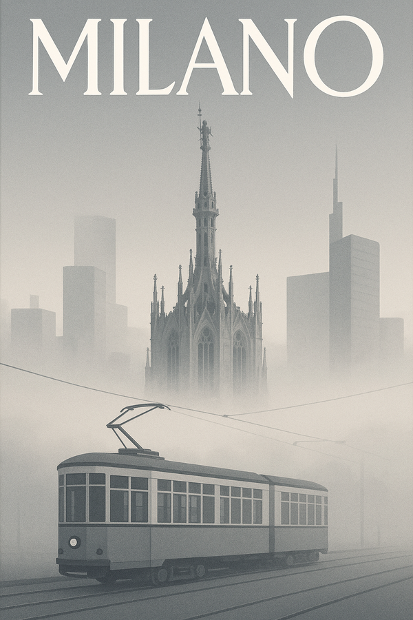 Minimalist illustrated poster of Milan