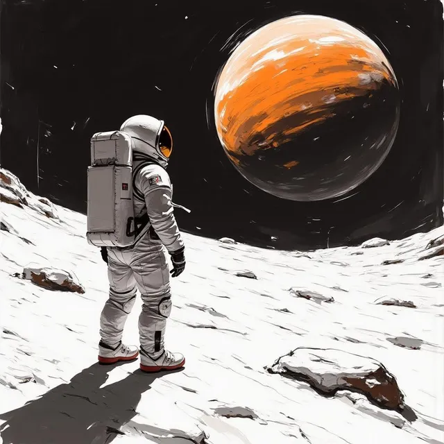 Painting of a lone Astronaut
