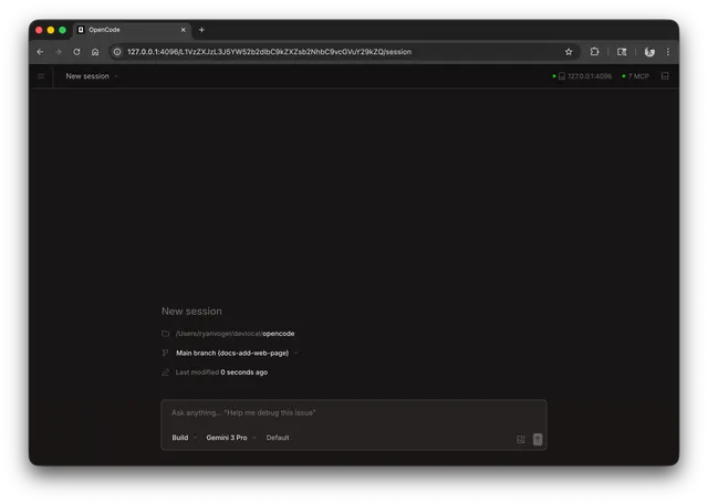 Opencode Web: Usa opencode direttamente dal browser